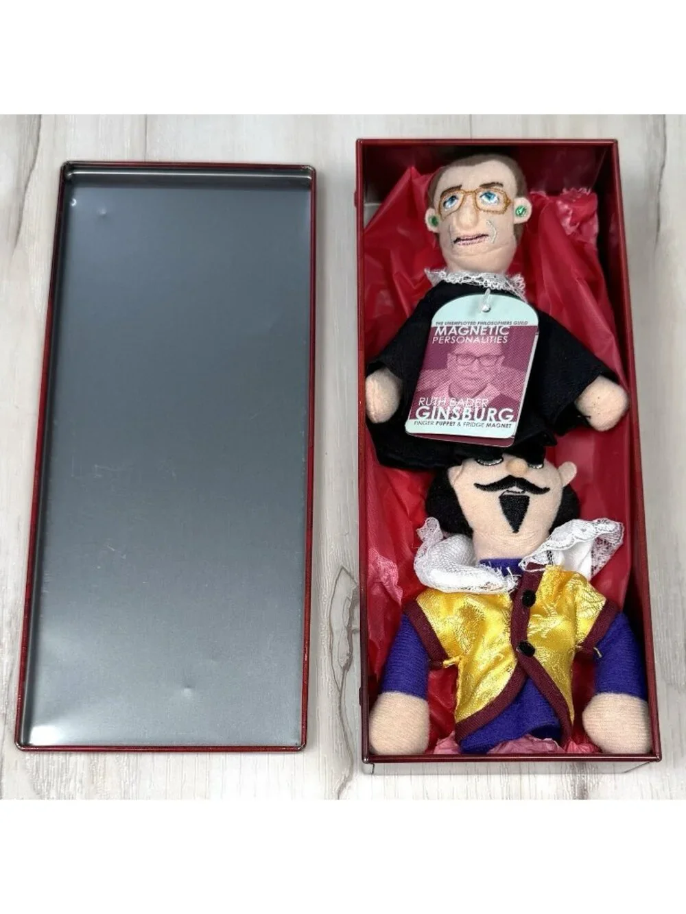 Set 2 Magnetic Personalities FINGER PUPPETS Ruth Bader Ginsburg & Shakespeare